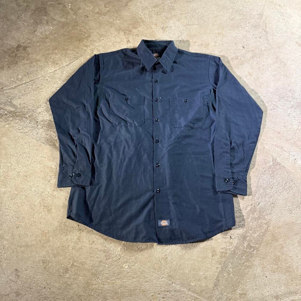 Navy Blue Dickies Longsleeve Button Down Shirt
